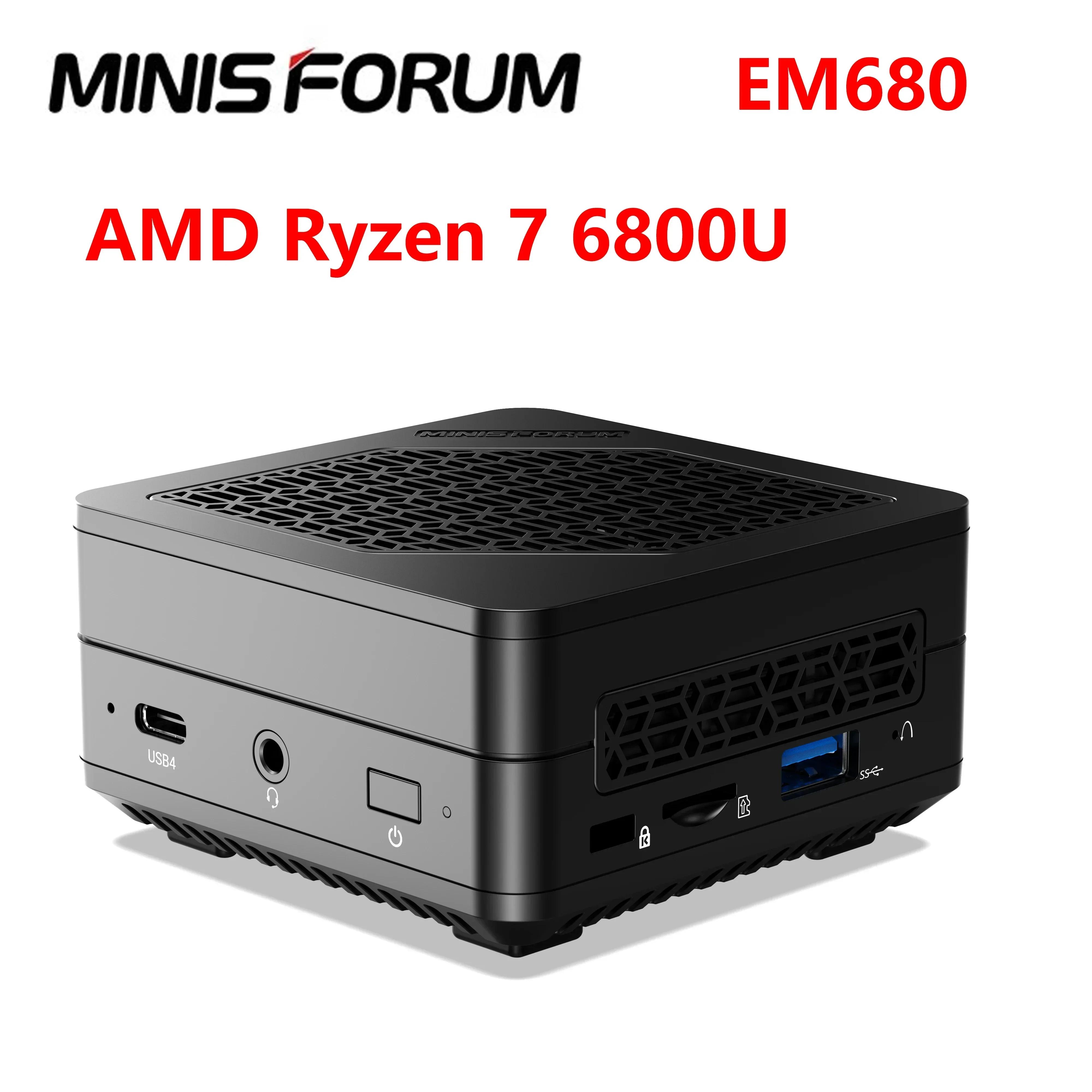 MINISFORUM ũž ̹ ǻ ̴ PC, EM680 AMD Ryzen 7 6800U, LPDDR5, 16GB, 512GB SSD, Ʈ ̴  6E, USB4, 8K